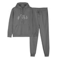 thumbnail image 1 of 2 PC Tracksuit Set Men Women Casual Loose Long Sleeve Hoodie Sweatsuit Sets Print Pullover Sweatshirt Joggers Sweatpants Set,Dark Gray 3,S, 1 of 5