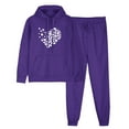 thumbnail image 1 of 2 PC Tracksuit Set Men Women Casual Loose Long Sleeve Hoodie Sweatsuit Sets Print Pullover Sweatshirt Joggers Sweatpants Set,Purple 1,XL, 1 of 5