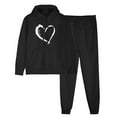 thumbnail image 1 of 2 PC Tracksuit Set Men Women Casual Loose Long Sleeve Hoodie Sweatsuit Sets Pullover Sweatshirt Joggers Sweatpants Set,Black 2,S, 1 of 5