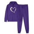 thumbnail image 1 of 2 PC Tracksuit Set Men Women Casual Loose Long Sleeve Hoodie Sweatsuit Sets Pullover Sweatshirt Joggers Sweatpants Set,Purple 2,XL, 1 of 5