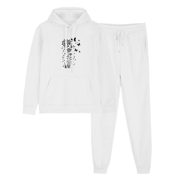 2 PC Tracksuit Set Men Women Casual Loose Long Sleeve Hoodie Sweatsuit Sets Pullover Sweatshirt Joggers Sweatpants Set,White 3,XL