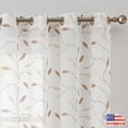 thumbnail image 1 of 2 PC Voile Embroidered Floral Leaf Sheer Curtains for Living Room Grommet Drapes, 1 of 16