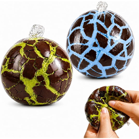 2 PC Wax Cracking Chocolate Squishy Party Favor - Crunchy Sound Squeeze Toys, Cute Birthday Gift & Bag Filler (Blue+Green)