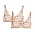 thumbnail image 1 of 2 PC Women's Lace Bralette See Through Sexy Minimizer Bra Plus Size Sheer Underwire Brassiere Push Up Balconette Bras, 1 of 2