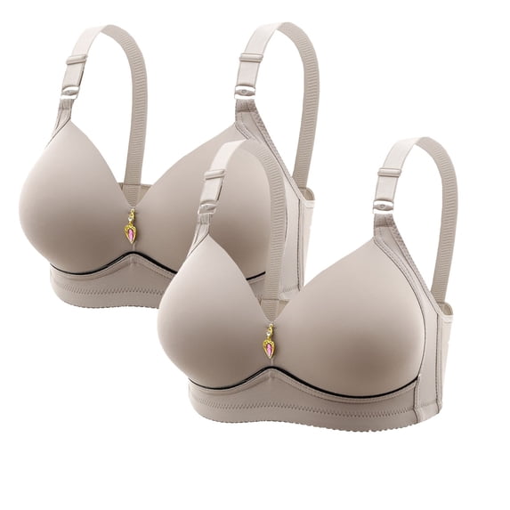 2 PC Women's Push Up Underwire Full Coverage Sculpting Uplift Support Hide Back Bra Gray M