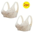 thumbnail image 1 of 2 PC Womens Daisy Bra Sports Push Up Bras Front Snaps Seniors Wireless Beauty Back Full Coverage Comfor Easy Close Bras, 1 of 3