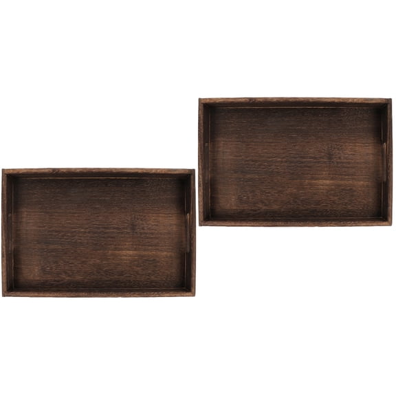 2 PC Wooden Tray Solid End Tables Serving Trays Pearlescent