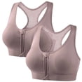 thumbnail image 1 of 2 PC Zip Front Bras Women Wireless Breathable Racerback Sports Bra Push up Workout Tank Top, 1 of 6