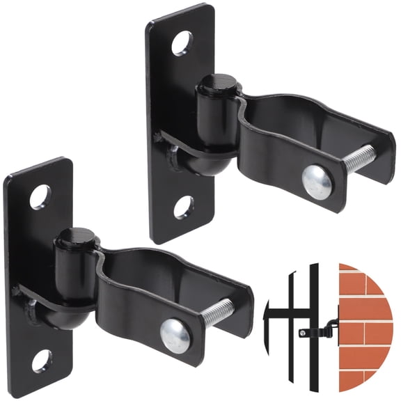 2 PCS 1-3/8 in Wall Mount Gate Hinge, Metal Chain Link Fence Post Hinges, Rustproof Metal Outdoor Gate Hinge, Heavy Duty Chain Link Fence Frame for Brick, Wood, Metal Wall