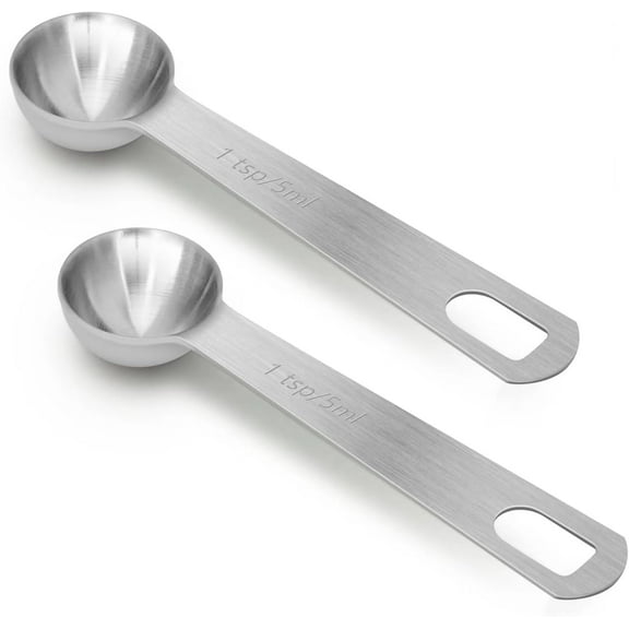 2 PCS 1 Teaspoon(5 mL | 5 cc Tsp 1/3 Tablespoon) Stainless Steel Single Measuring Spoon, Easy to Use and Wash Metal Spoons Kitchen Gadgets for Cooking & Baking