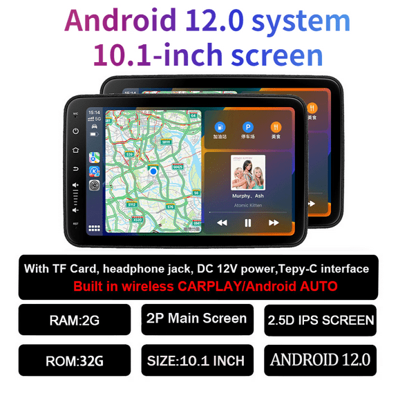 (2 PCS) 10.1''Headrest Monitor Display IPS Android 12 2G+32G Touch Screen For Car Rear Seat Player Carplay/Auto/Youtube Online Video Music 4G