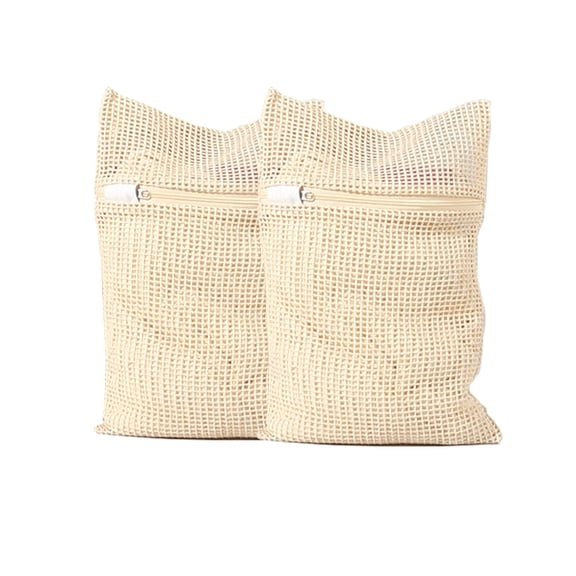 2 PCS 100% Cotton Mesh Laundry Bags with sturdy zippers and breathable mesh, Premium Soft