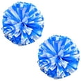 thumbnail image 1 of 2 PCS 11"Cheerleading Pom Poms for Adult Kids, Metallic Foil & Plastic Ring Pom for World Cup Sports Match Dance Party Cheering Team,Blue White, 1 of 5