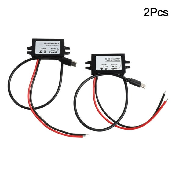 2 PCS 12V/24V to 5V USB C 3A 15W DC-DC Converter Step-down Module Power Adapter