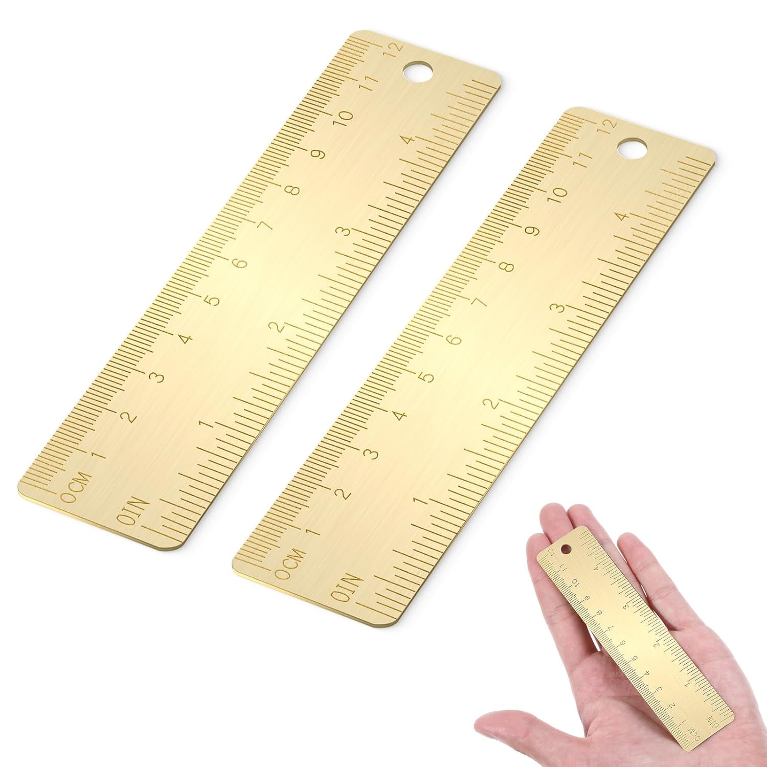 2 PCS 12cm Straight Brass Ruler, Gold Brass Straight Rulers Copper ...