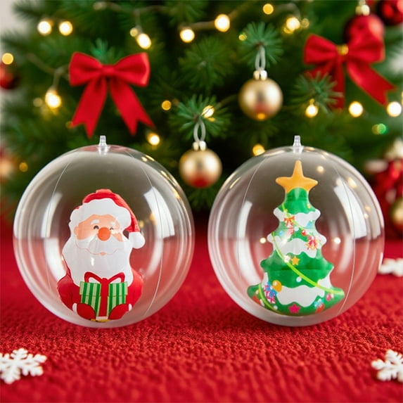 2 PCS 13 Inch Inflatable Christmas Ball Decor - Large Clear PVC Holiday Party Ball, Indoor Outdoor Festive Decoration for Xmas Party, Garden, Lawn, Kids Playroom, Easy to Inflate & Deflate