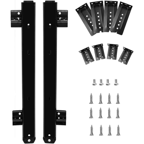 2 PCS 14 Inch Under Desk Keyboard Tray Rails Slides, Adjustable Height Heavy Duty Ball Bearing Keyboard Mount Track, Black