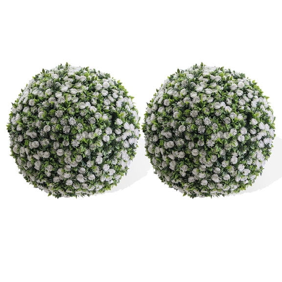 2 PCS 15/17/21 inch Artificial Plant Topiary Ball,Flower Topiary Ball Decorative Balls for Backyard,Balcony,Garden,Wedding and Home Décor