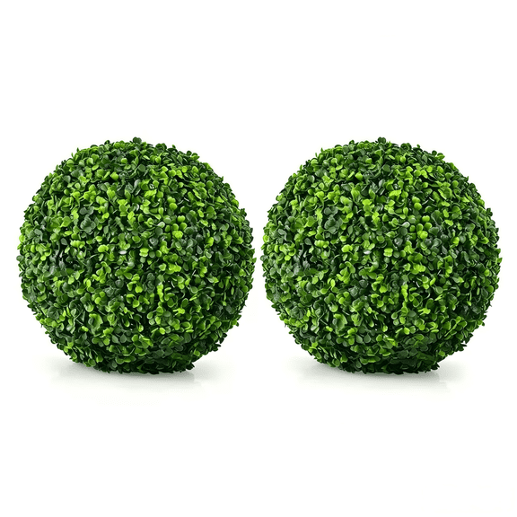 2 PCS 15.7 Inch 4 Layers Artificial Plant Topiary Ball, Round Faux Boxwood Balls Outdoor, Garden Spheres Decorative for Front Door, Porch, Backyard, Balcony, Patio, Wedding and Home Décor