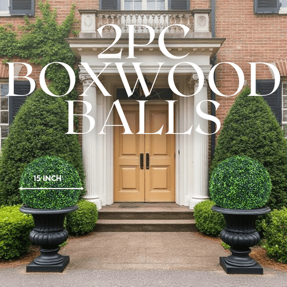 2 PCS 15 inch 4 Layers Artificial Plant Topiary Ball Faux Boxwood Decorative Balls for Backyard, Balcony,Garden, Wedding and Home Dcor (15 inch)