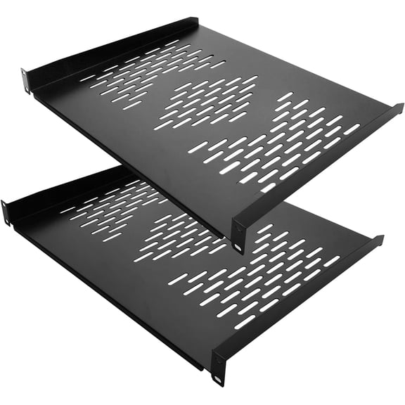2 PCS 1U Server Rack Shelf 19 Rack-Mount Trays 16 Inches Vented Cantilevers for Server & Network Equipment Mounting, (40 CM) Depth, Black
