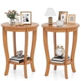 thumbnail image 1 of 2 PCS 2-Tier Durable End Table 18" Round Compact Sofa Side Nightstand w/ Storage Shelf, 1 of 9