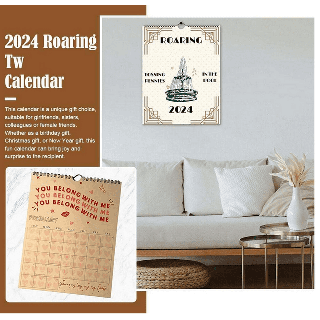 2 PCS 2025 Roaring Twenties Calendar Wall Calendar , 2024 Ts Lyrics