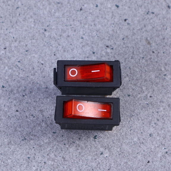2 PCS 220V 6A 3 Car Rocker Switches Red Light Push Buttons (Black)