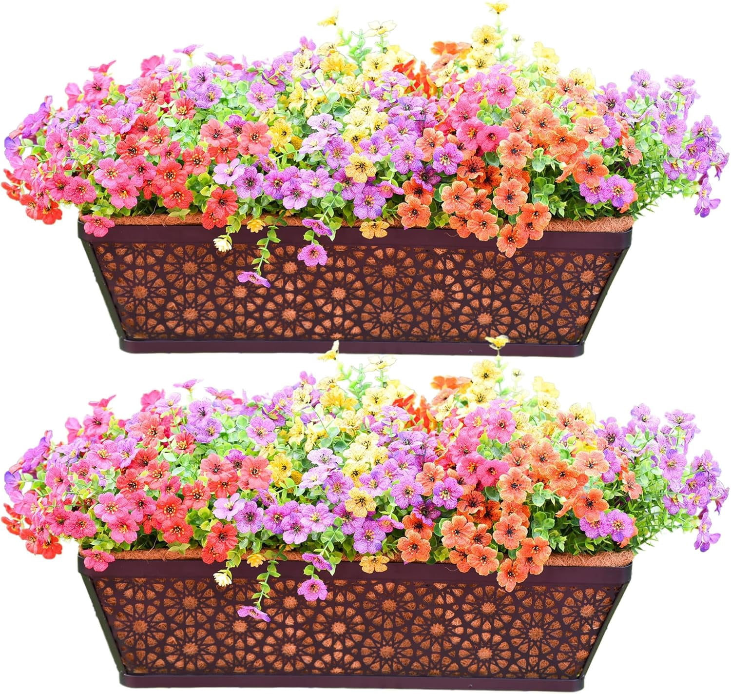 Window Deck Box 2 PCS 24 Inch Window Deck Box Railing Planter Boxes with ,Black Metal ...