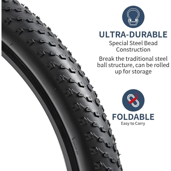 2-PCS 24" Mountain Bike Tires 24x2.40/60-507 Compatible with Mountain Bike 24x2.35 24x2.40 Bicycle Tires (Y-781)