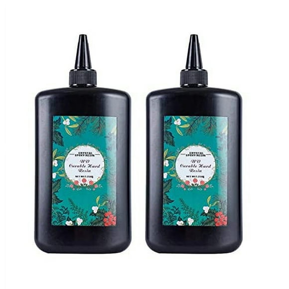 2 PCS 250G Crystal Epoxy Resin UV Curable Clear Glue + UV Led Lamp for DIY Home Professional Handcraft Jewelry Earrings Necklace Bracelet Nail Art Accessories