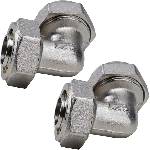 2 PCS 3/4" Elbow Air Line Fittings for 3/4-Inch Tubing Compatible with Rapid Air System 3/4, Brass-Nickel Plated, 200PSI, Air Line Fittings For Shop Garage Compressed Air Line System Kit