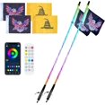 thumbnail image 2 of FICOLPO 2-Pack 2.36Ft LED RGB Whip Lights With Spring Base - App Controlled For UTV, ATV, Jeep & Off-Road Vehicles 2 of 9
