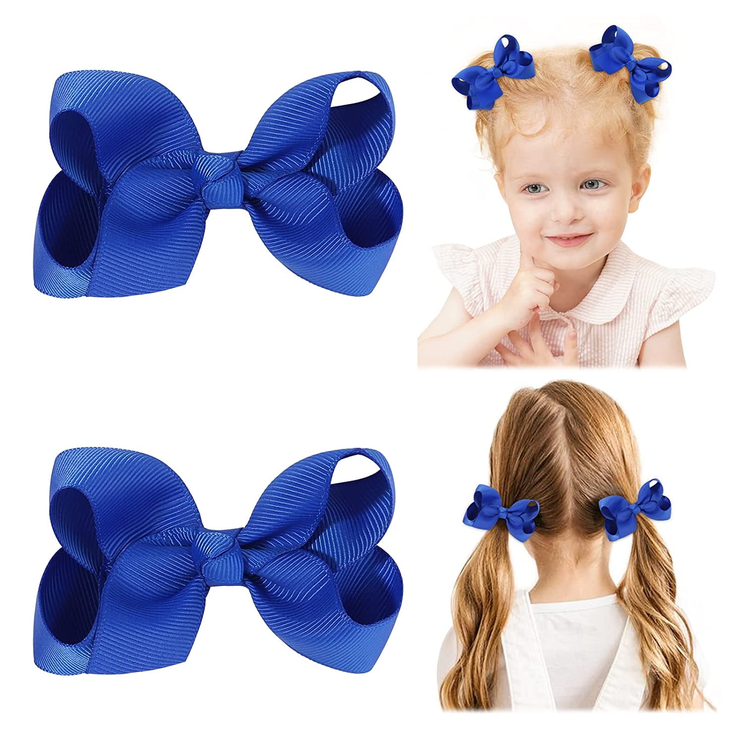Lot De 40 Nœuds à Cheveux De 11,4 Cm Pour Filles En Ruban Gros-grain Avec Pinces Crocodiles Pour Tout-petits, Bébés, Filles, Enfants, Adolescents Par Paires