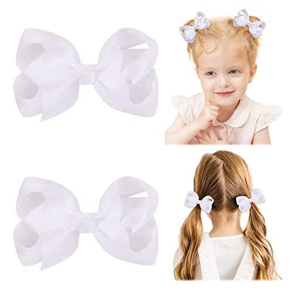2 PCS 3" Hair Bows for Girls Alligator Clips Grosgrain Ribbon Solid