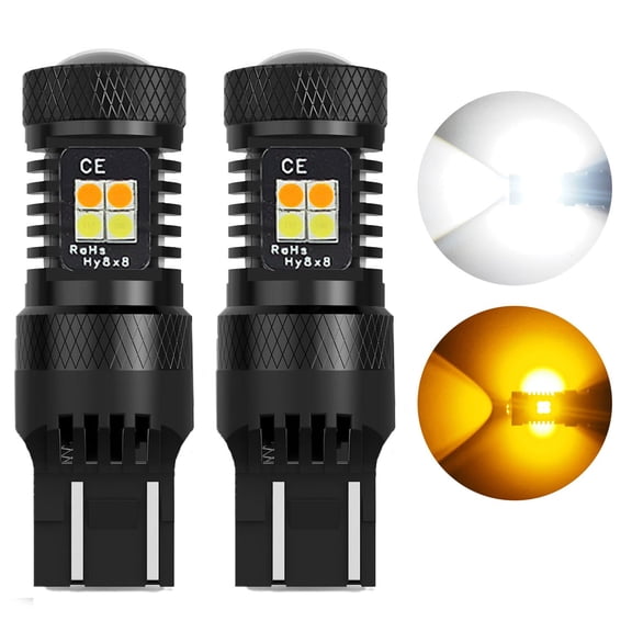 2 PCS 3157 Switchback LED Turn Signal Lights Anti Hyper Flash WHITE AMBER US