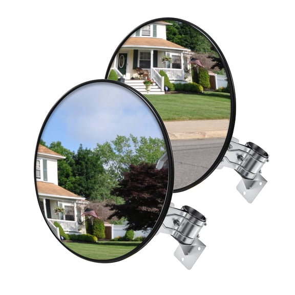 2 PCS 32" Convex Traffic Mirror, Curved Safety Traffic Road Driveway Mirror for Outdoor and Indoor, Driveway Security Mirrors for Garage, Retail Stores, Warehouses