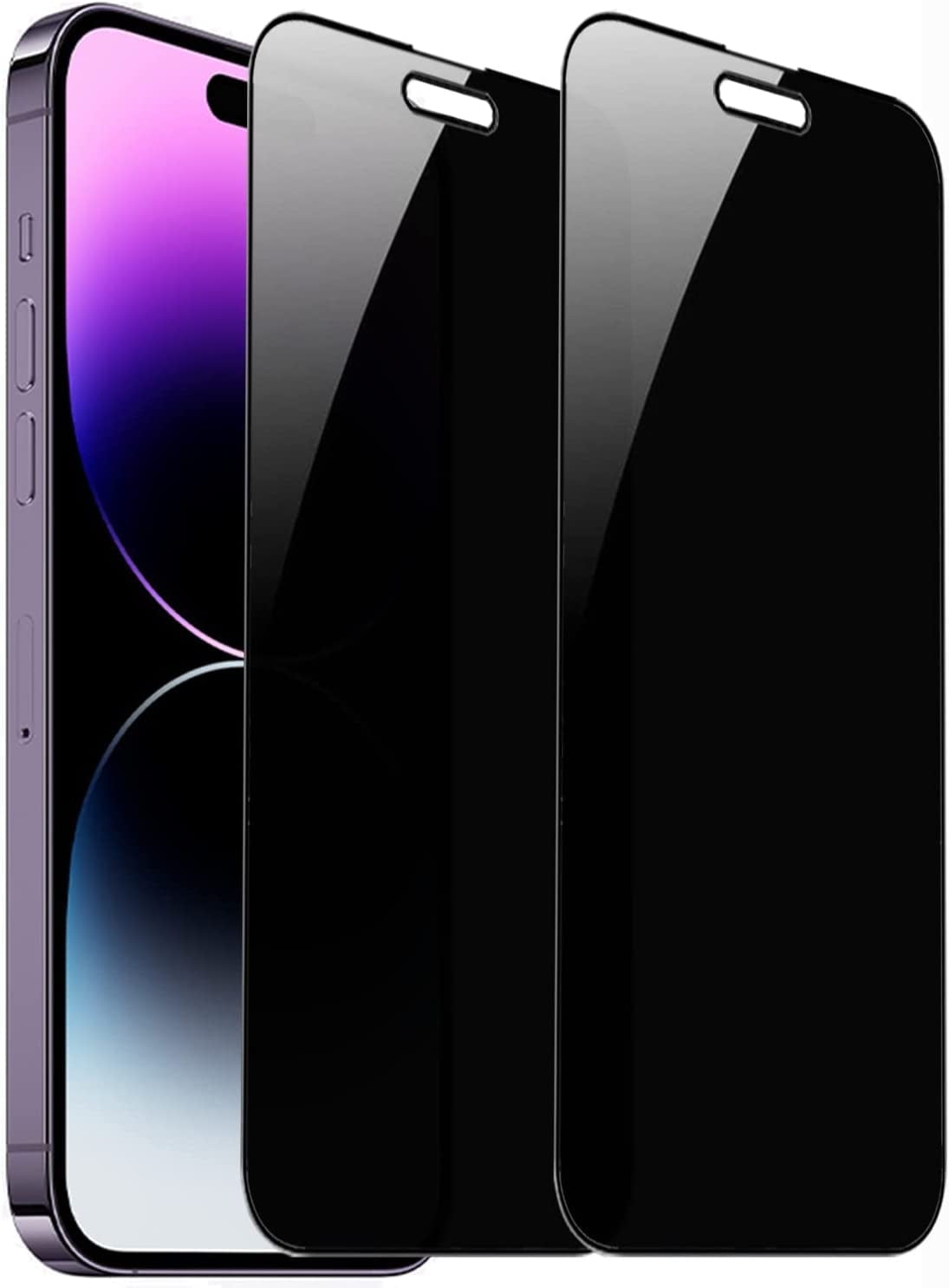 2 PCS 360 Degree Privacy Tempered Glass 4 Directions Anti-Spy Screen Protector Film Compatible with iPhone 14 Pro Max, 6.7 inch 4 Sides Anti-Peeping 9H Hardness Anti-scratch