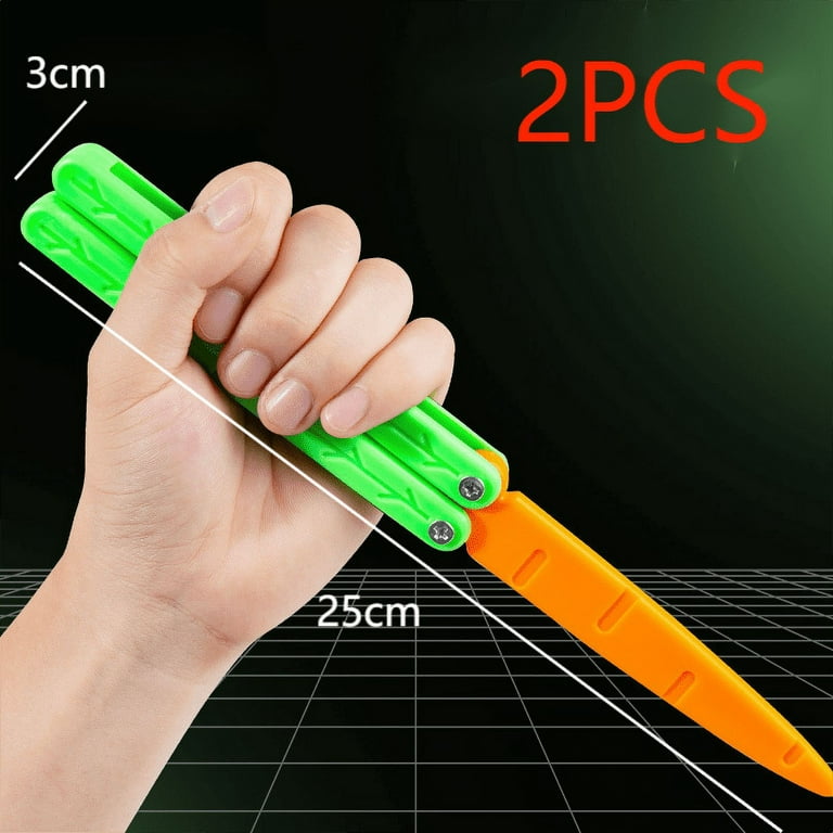 2 PCS 3D Gravity Butterfly Radish Knife Mini Bounce Model