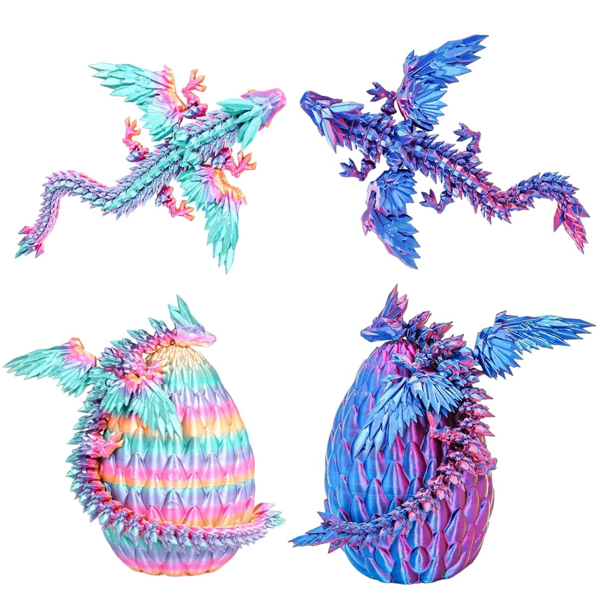 2 PCS 3D Printed Flying Dragon Egg with Articulated Dragon Inside – Mystery Fidget Toy Gifts for Kids,Home Office Desk Figure Decor,Creative Ornaments, Birthday, Easter, Halloween, Christmas