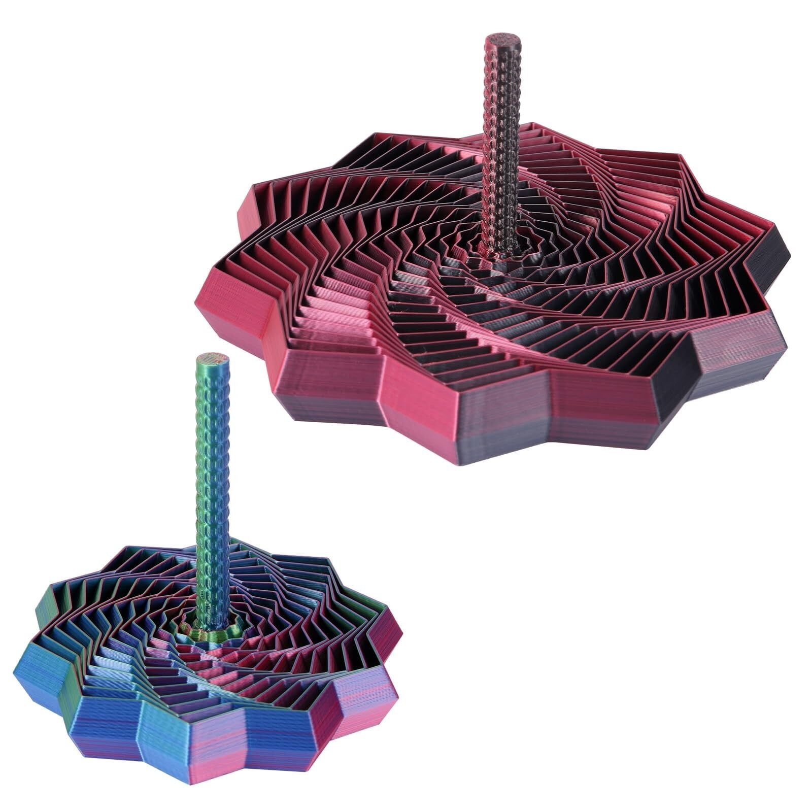 2 PCS 3D Printed Sensory Fidget Star with Handles, Colorful Fractal ...