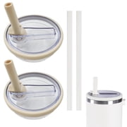 2 PCS 40 oz Replaceble Tumbler Flip Straw Lid for Stanley Quencher, Straw Lid Replacement Fit for HydroJug Traveler, Reusable Tumbler Cover, Spill Proof Splash Resistant Tumbler Lids J