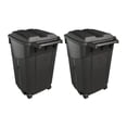 thumbnail image 1 of 2 PCS 45 Gallon Heavy Duty Plastic Garbage Cans Trash Cans Rubbish Bin Attached Lid 2 Built in Rugged Wheels Easy Grip Handle Click Lock Lid Design Perfect for Both Indoor Or Outdoor Use, 1 of 1