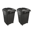 thumbnail image 1 of 2 PCS 45 Gallon Heavy Duty Plastic Garbage Cans Trash Cans Rubbish Bin Attached Lid 2 Built in Rugged Wheels Easy Grip Handle Click Lock Lid Design Perfect for Both Indoor Or Outdoor Use, 1 of 1