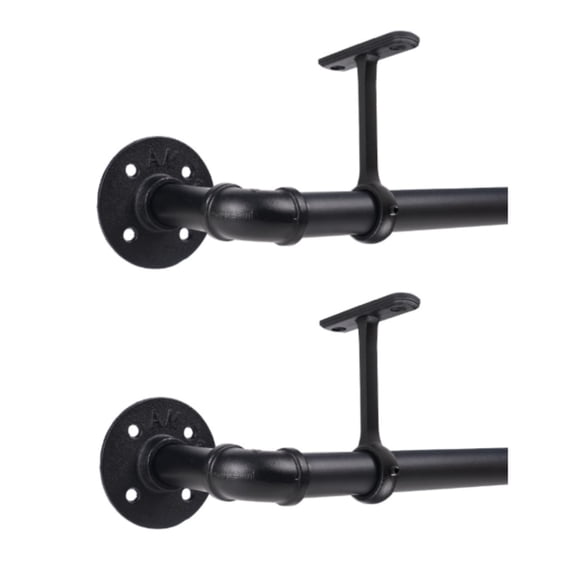 2 PCS 48-84 inch Industrial Black Curtain Rod for Indoor/Outdoor Ceiling or Wall Mounted