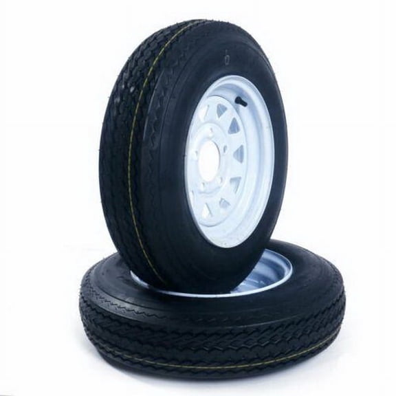 2 PCS 5.30-12 Trailer Tires with 5-Lug White Rims Load Range C 1050 lbs