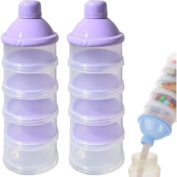 2 PCS 5 Layers Baby Milk Powder Dispenser, Portable Formula Dispenser, Travel Milk Powder Container, Snack Storage Box