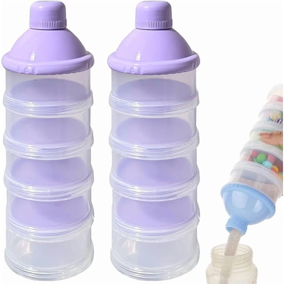 2 PCS 5 Layers Baby Milk Powder Pots, Formula Dispenser Portable Milk Powder Formula Dispenser Container Pot Box Milk Cans Snack Storage Box for Travel