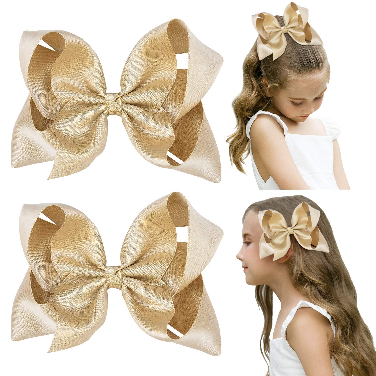 5" Hair Bows For Girls Alligator Clips Unicorn Rainbow Grosgrain Rib