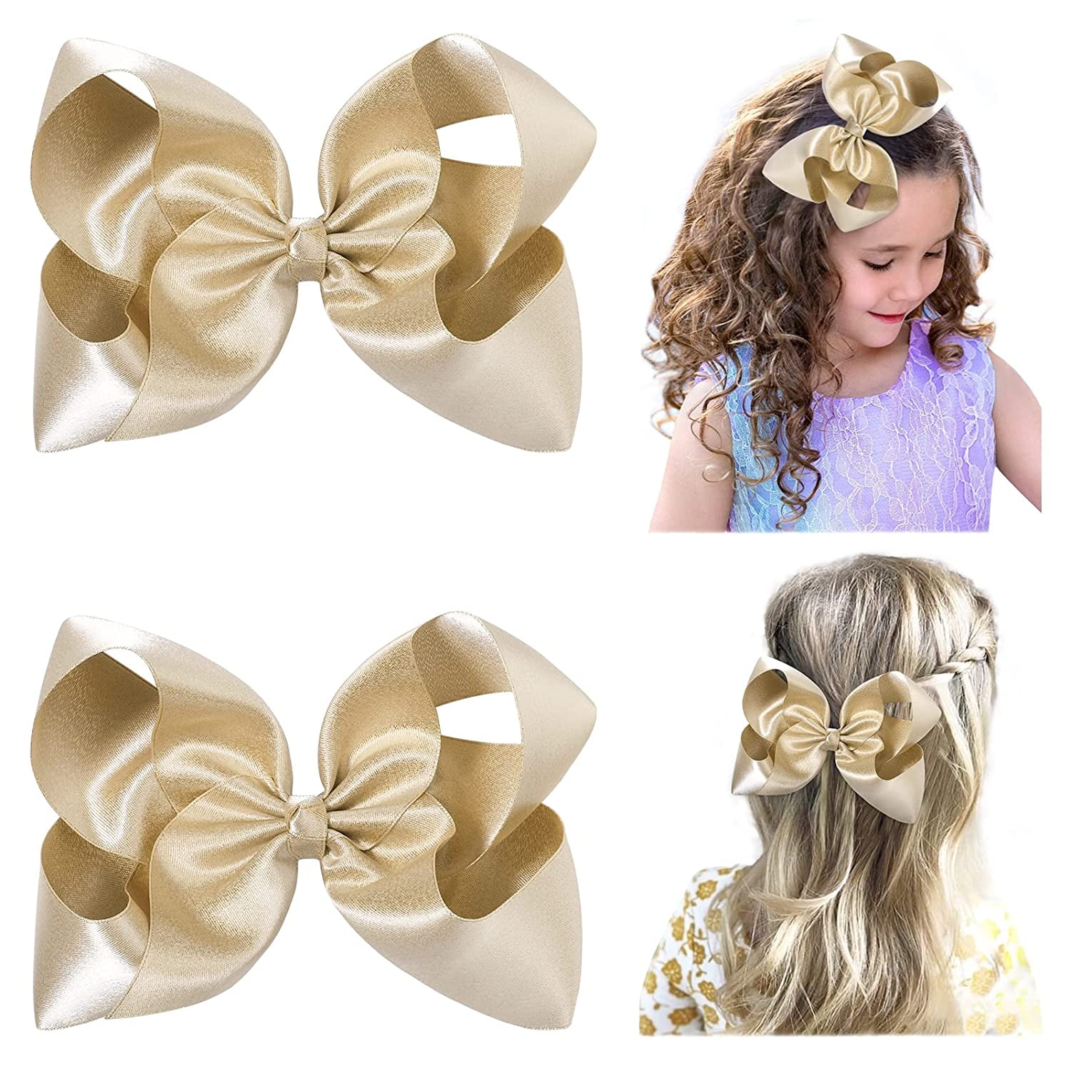 2 PCS 6" Hair Bows for Girls